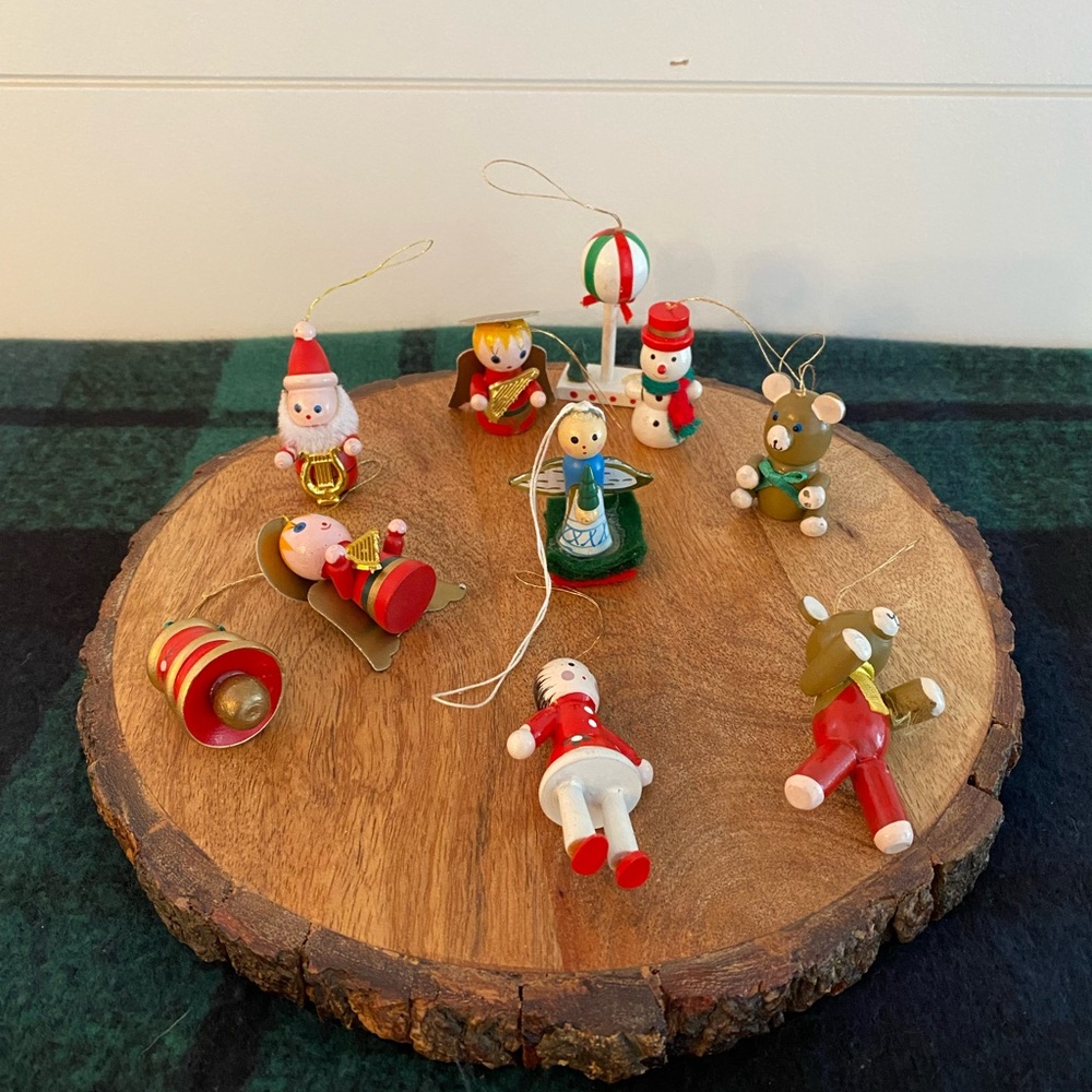 Vintage Wooden Hand Painted Christmas Ornaments Made In Germany Arts And Crafts - Picture 3 of 11